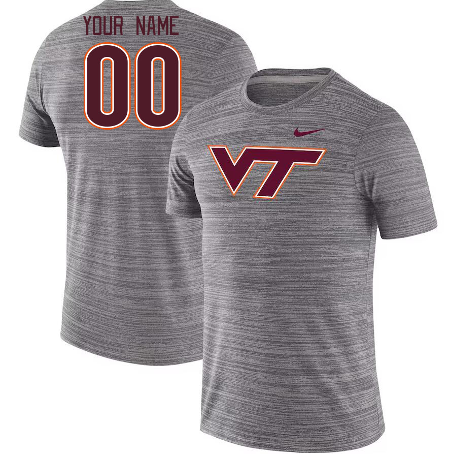Custom Virginia Tech Hokies Name And Number College Tshirt-Gray